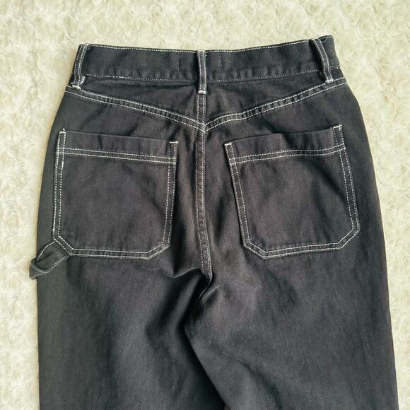 PacSun Women Black Denim Cotton Hi Rise Carpenter Double Knee Workwear Jeans 27 - Picture 5 of 8